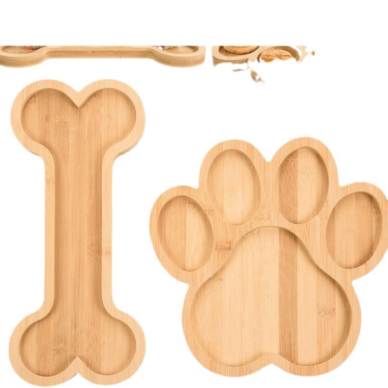 Dog-paw-shaped Bone Wooden Or Bamboo Irregular Dinner Plate Pets Fashion