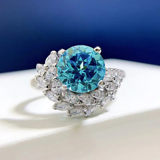 S925 Silver Round Rhinestone Engagement Ring Pi-Mart