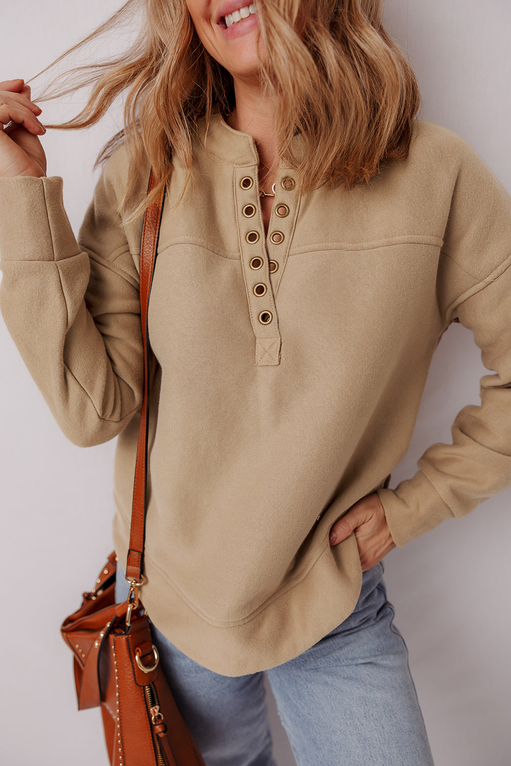 Elina French Grommet Detail Sweatshirt LuxuryLifeWay Online Store