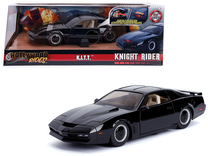 1982 Pontiac Firebird Trans Am Black with Light K.I.T.T. "Knight Rider" (1982) TV Series "Hollywood Rides" Series 1/24 Diecast Model Car by Jada LuxuryLifeWay Online Store