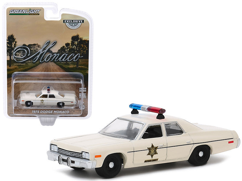 1975 Dodge Monaco Cream "Hazzard County Sheriff" "Hobby Exclusive" 1/64 Diecast Model Car by Greenlight LuxuryLifeWay Online Store