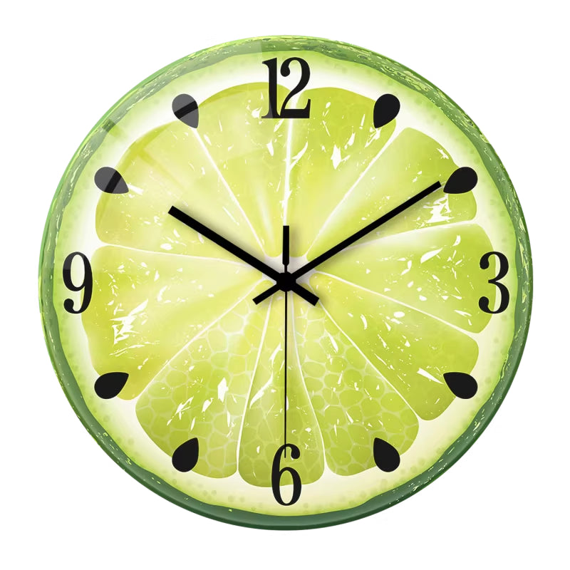 Fruit-colored Quiet-design Creative Glass Wall Clock Quartz Wall Clock PearlNestDecor.com
