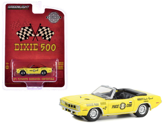 1971 Plymouth Barracuda Convertible "Dixie 500 Pace Car" Yellow "Hobby Exclusive" Series 1/64 Diecast Model Car by Greenlight LuxuryLifeWay Online Store