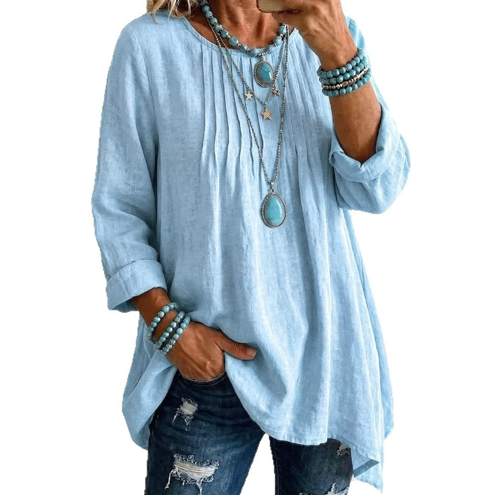 Womens Casual Crew-neck Long-sleeve Top NorixaFashion.com