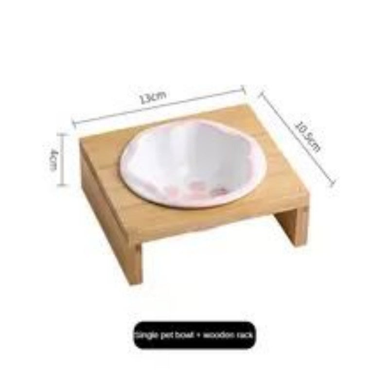 Pet Supplies Bamboo Frame Hand Colored Ceramic Protection For Cervical Vertebrae Eating Drinking Samll Cat And Dog Bowls Pets Fashion