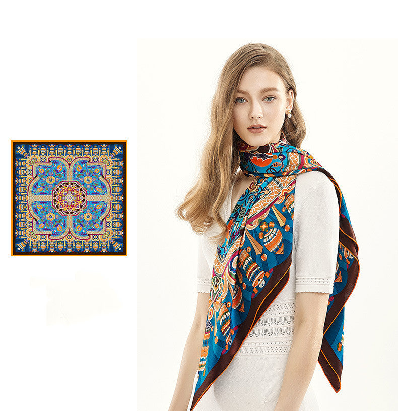 Elegant Silk Square Scarf NorixaFashion.com