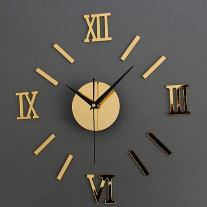 Study Living Room Creative Roman Clock Mirror Silent Wall Clock PearlNestDecor.com