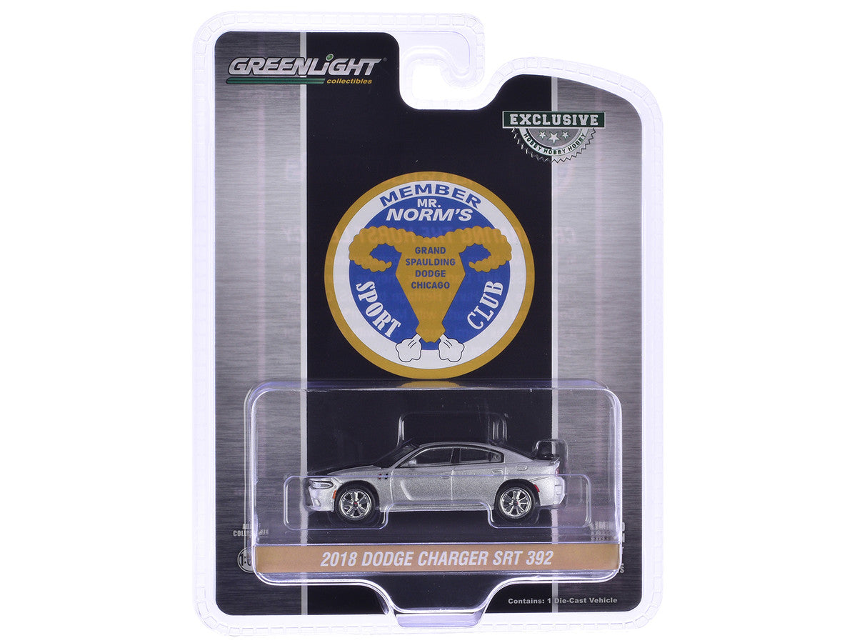 2018 Dodge Charger SRT 392 Silver Metallic with Black Stripe "Mr. Norm Heritage GSS Charger" "Hobby Exclusive" Series 1/64 Diecast Model Car by Greenlight LuxuryLifeWay Online Store