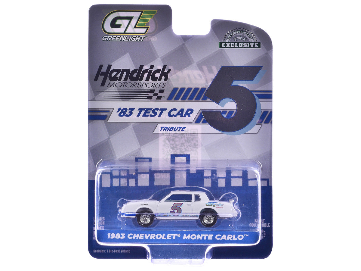 1983 Chevrolet Monte Carlo #5 "Hendrick Motorsports First Test Car Tribute" White with Blue Stripes and Interior "Hobby Exclusive" Series 1/64 Diecast Model Car by Greenlight LuxuryLifeWay Online Store