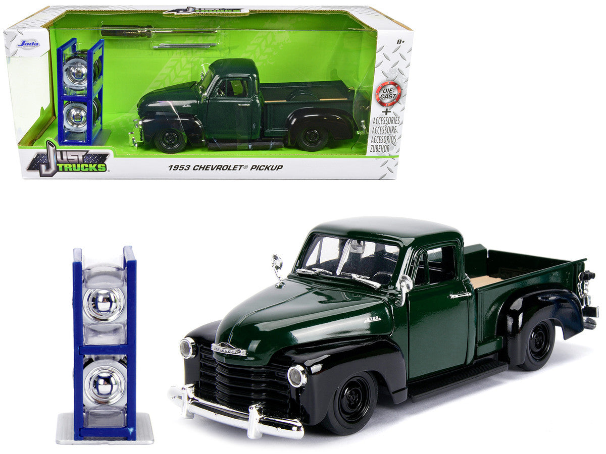 1953 Chevrolet 3100 Pickup Truck Green with Extra Wheels "Just Trucks" Series 1/24 Diecast Model Car by Jada LuxuryLifeWay Online Store