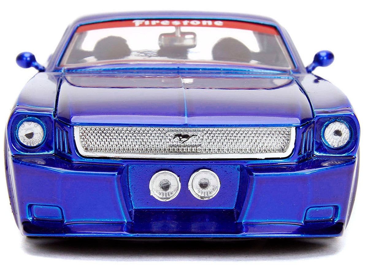 1965 Ford Mustang #5 "L. John's Racing" Candy Blue with Flame Graphics "Bigtime Muscle" Series 1/24 Diecast Model Car by Jada LuxuryLifeWay Online Store