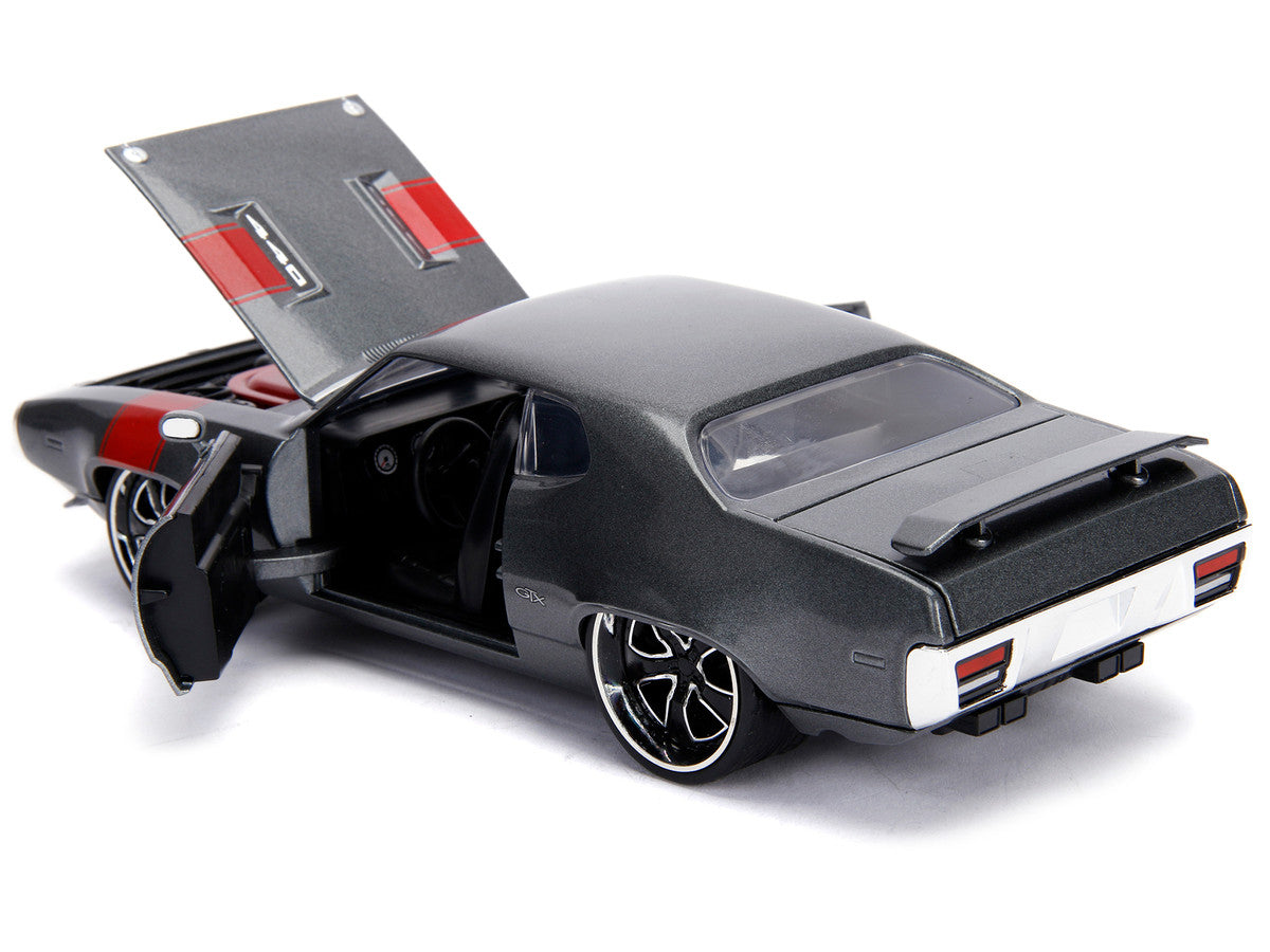 1972 Plymouth GTX 440 Metallic Gray with Red Stripe "Bigtime Muscle" 1/24 Diecast Model Car by Jada LuxuryLifeWay Online Store