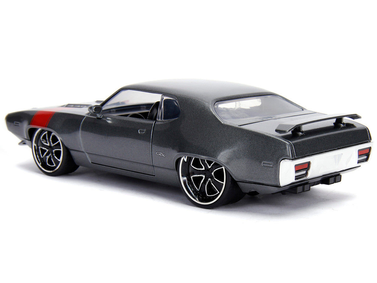 1972 Plymouth GTX 440 Metallic Gray with Red Stripe "Bigtime Muscle" 1/24 Diecast Model Car by Jada LuxuryLifeWay Online Store