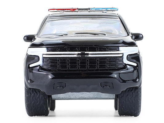 2024 Chevrolet Tahoe Police Pursuit Vehicle "Dover Police – 100th Anniversary Edition" Black with White Stripes "Hobby Exclusive" Series 1/64 Diecast Model Car by Greenlight LuxuryLifeWay Online Store