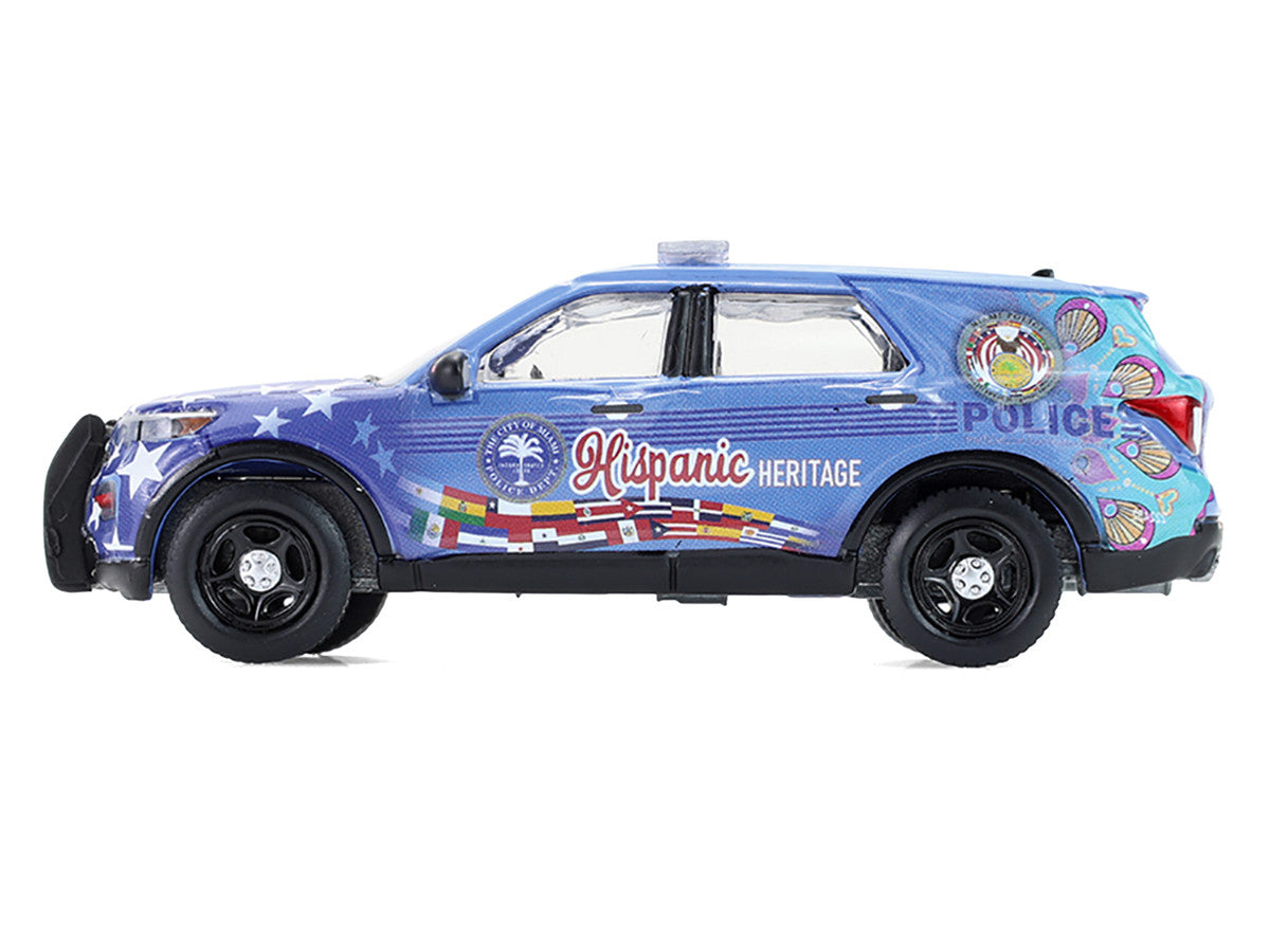 2022 Ford Police Interceptor Utility "Miami Police Department Hispanic Heritage Month" Blue with Graphics "Hobby Exclusive" Series 1/64 Diecast Model Car by Greenlight LuxuryLifeWay Online Store