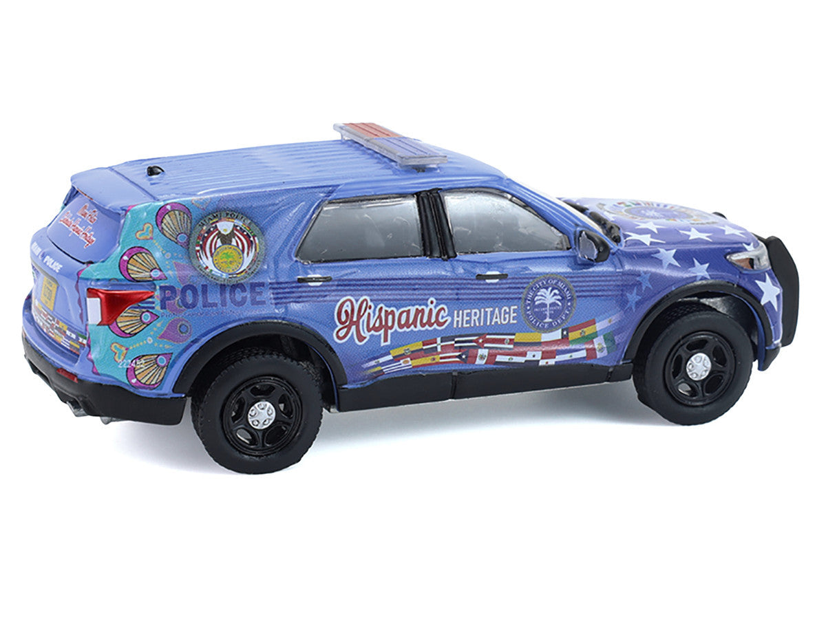 2022 Ford Police Interceptor Utility "Miami Police Department Hispanic Heritage Month" Blue with Graphics "Hobby Exclusive" Series 1/64 Diecast Model Car by Greenlight LuxuryLifeWay Online Store