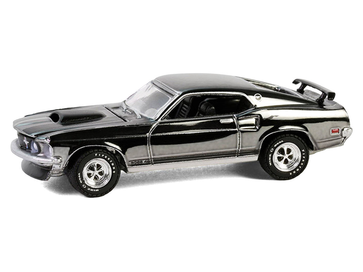 1969 Ford Mustang Boss 429 Silver Chrome Edition with Black Stripes "John Wick" (2014) Movie "Hobby Exclusive" Series 1/64 Diecast Model Car by Greenlight LuxuryLifeWay Online Store