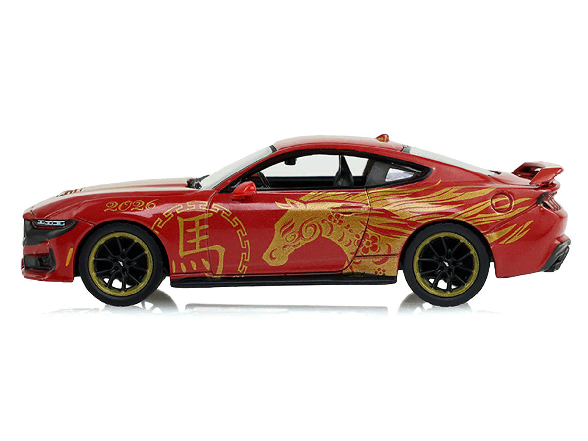 2024 Ford Mustang Dark Horse "Chinese Zodiac 2026 Year of the Horse" Red with Gold Graphics "Hobby Exclusive" Series 1/64 Diecast Model Car by Greenlight LuxuryLifeWay Online Store