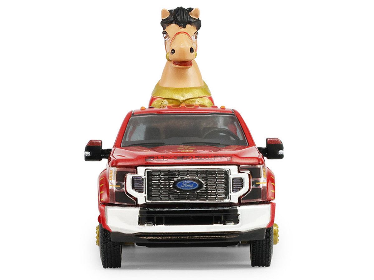 2022 Ford F-450 Dually Pickup Truck "Chinese Zodiac 2026 Year of the Horse" Red with Gold Graphics and Horse Figure "Hobby Exclusive" Series 1/64 Diecast Model Car by Greenlight LuxuryLifeWay Online Store