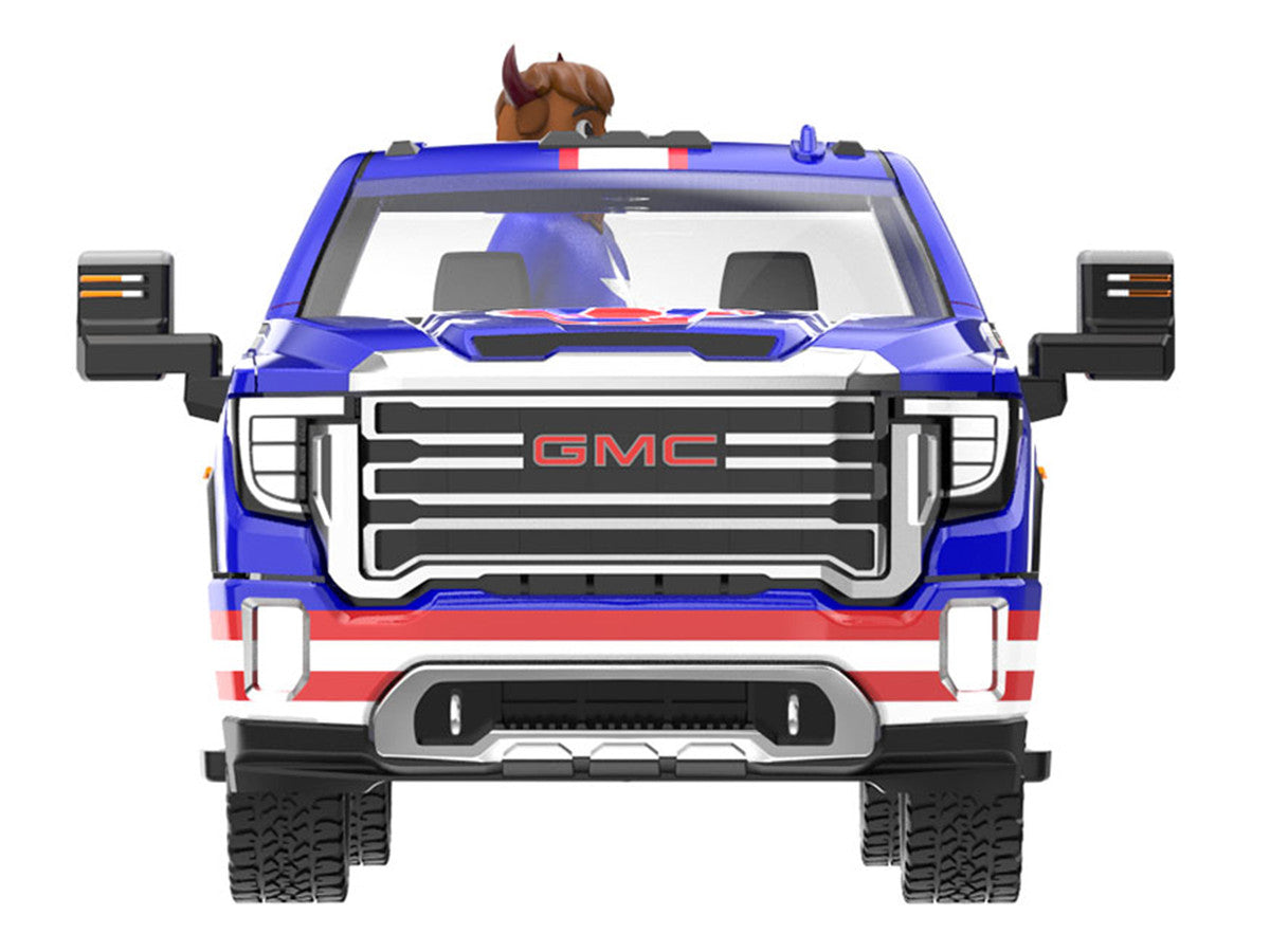 2022 GMC Sierra 3500 HD Pickup Truck Blue with American Soccer Graphics with Bison Figure "International Soccer Celebration '26" Series 1/64 Diecast Model Car by Greenlight LuxuryLifeWay Online Store