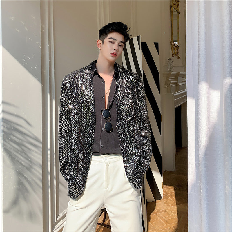 Bling Sequin Stage Performance Suit Jacket for Groups Pi-Mart