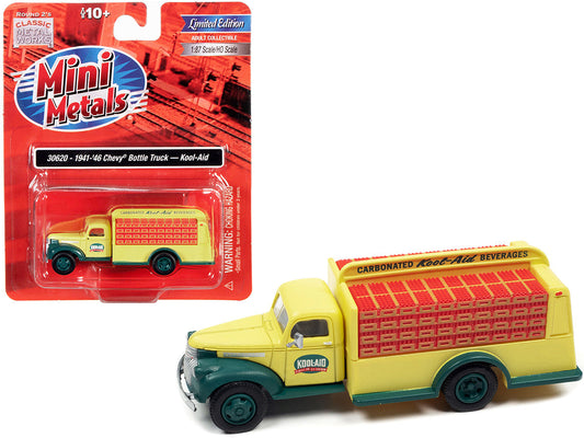 1941-1946 Chevrolet Delivery Bottle Truck Yellow and Green "Kool-Aid" 1/87 (HO) Scale Model by Classic Metal Works LuxuryLifeWay Online Store