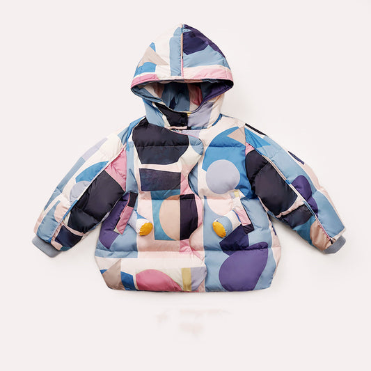 Thick Down Jacket Printing Mid-length Thickening CJD