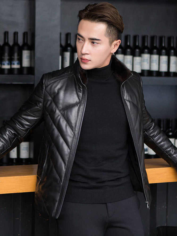 Leather down jacket plus velvet mink jacket Best YouTube Store