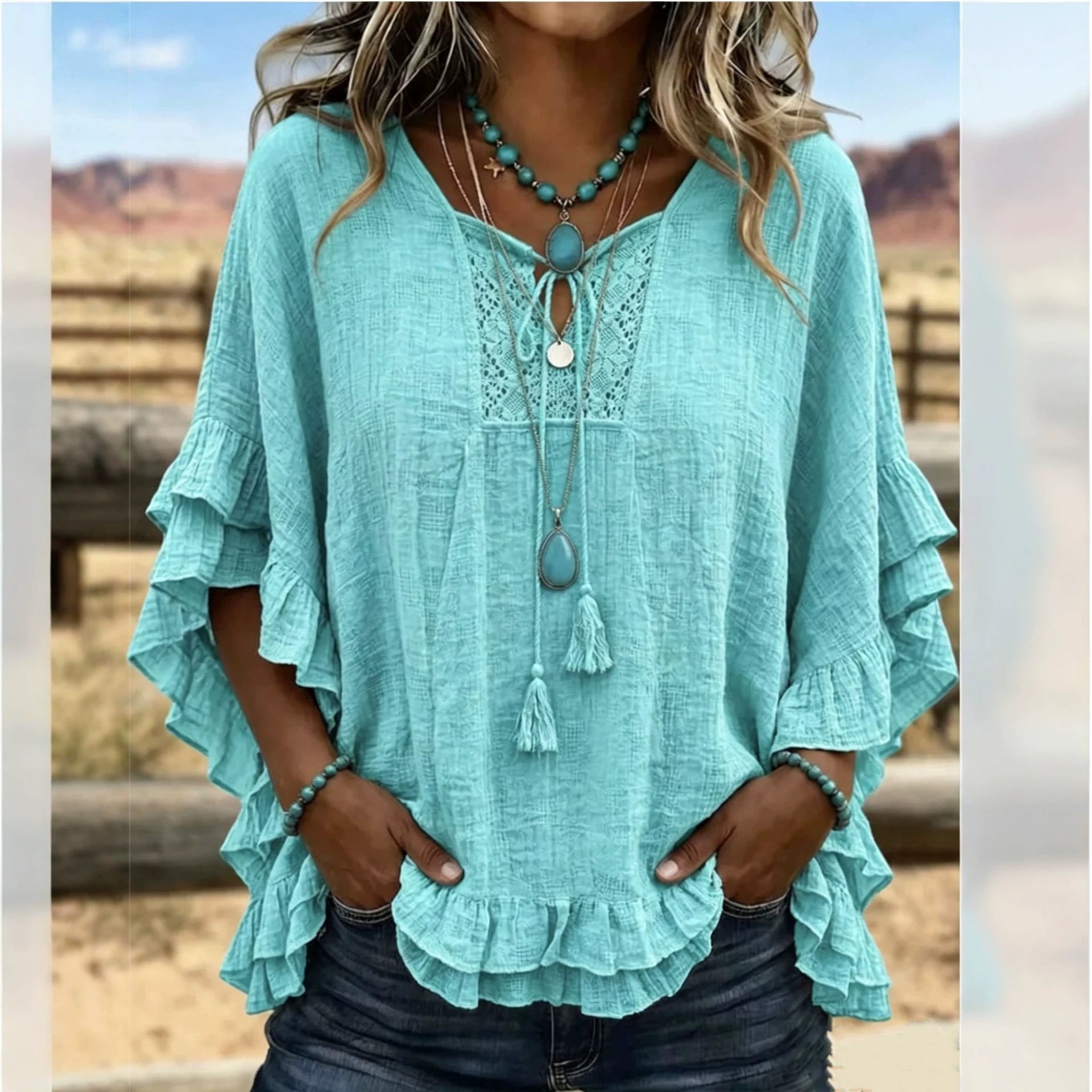 Seasonal European And American Cross-border V-neck Top NorixaFashion.com