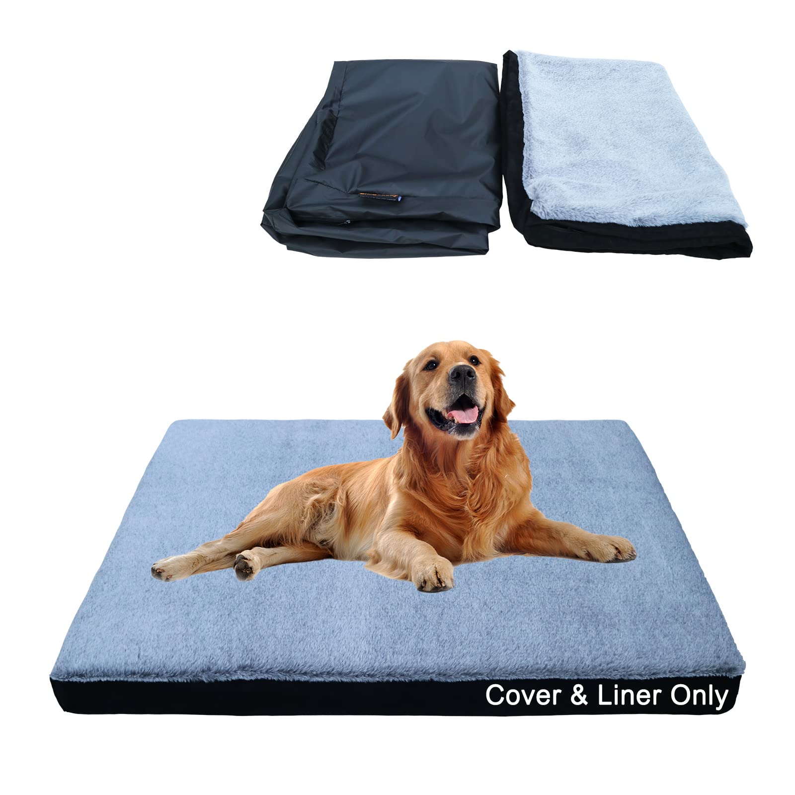 snugcubby 44"x32"x3.6" XL Waterproof Dog Bed Covers Replacement Washable Large Dog Bed Washable Removable Cover Pet Bed Cover for Dog Beds Best YouTube Store