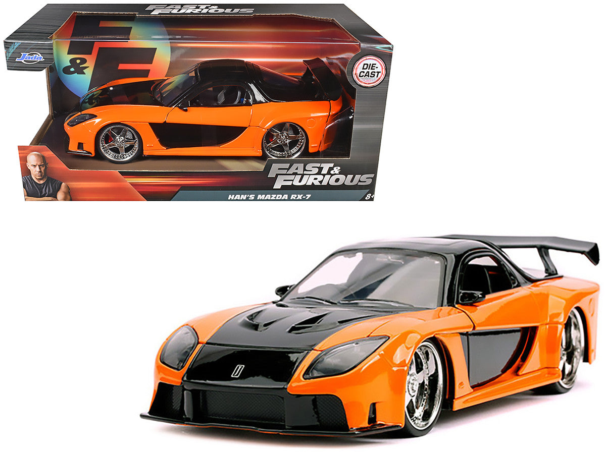 Han's Mazda RX-7 RHD (Right Hand Drive) Orange and Black "Fast & Furious" Movie 1/24 Diecast Model Car by Jada LuxuryLifeWay Online Store