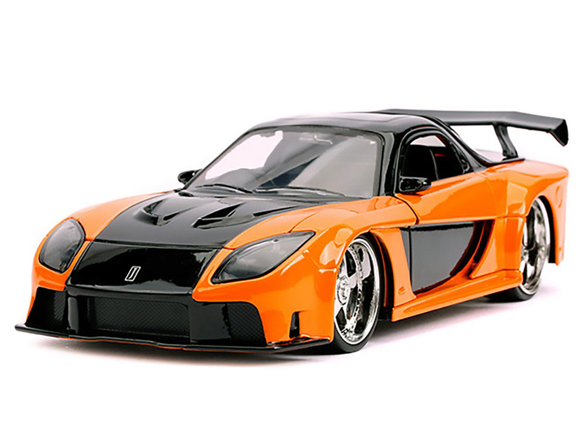 Han's Mazda RX-7 RHD (Right Hand Drive) Orange and Black "The Fast and the Furious: Tokyo Drift" (2006) Movie "25 Years of Fast & Furious" Series 1/24 Diecast Model Car by Jada LuxuryLifeWay Online Store
