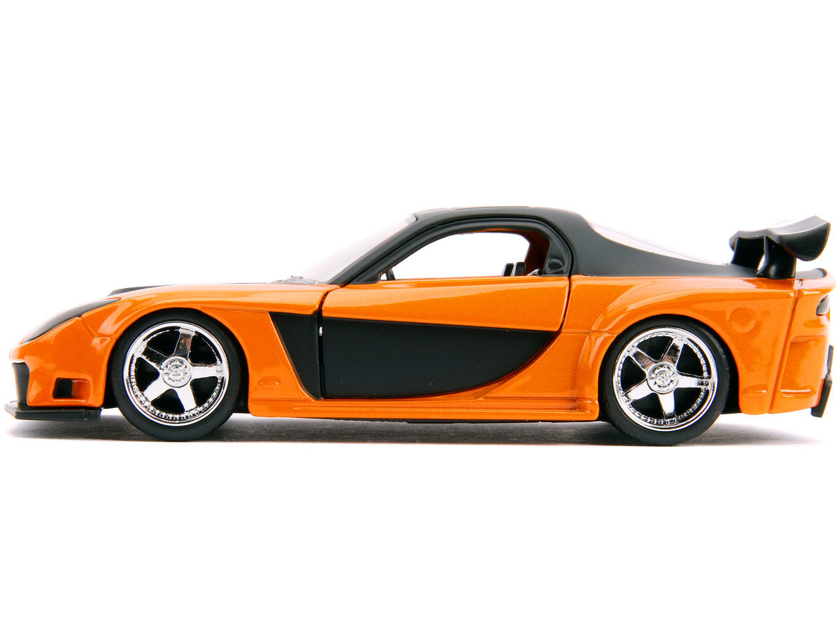 Han's Mazda RX-7 RHD (Right Hand Drive) Orange Metallic and Black "25 Years of Fast & Furious" "The Fast and the Furious: Tokyo Drift" (2006) Movie "Fast & Furious" Series 1/32 Diecast Model Car by Jada LuxuryLifeWay Online Store