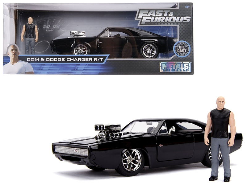 Dodge Charger R/T Black with Dom Diecast Figurine "Fast & Furious" Movie 1/24 Diecast Model Car by Jada LuxuryLifeWay Online Store