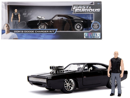 Dodge Charger R/T Black with Dom Diecast Figurine "Fast & Furious" Movie 1/24 Diecast Model Car by Jada LuxuryLifeWay Online Store