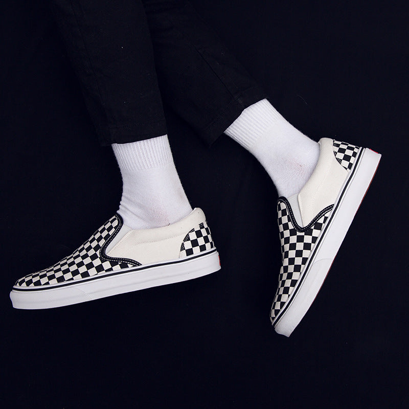 Korean version of casual wild students low to help men's shoes Harajuku ulzzang lattice one pedal men canvas shoes lazy Best YouTube Store