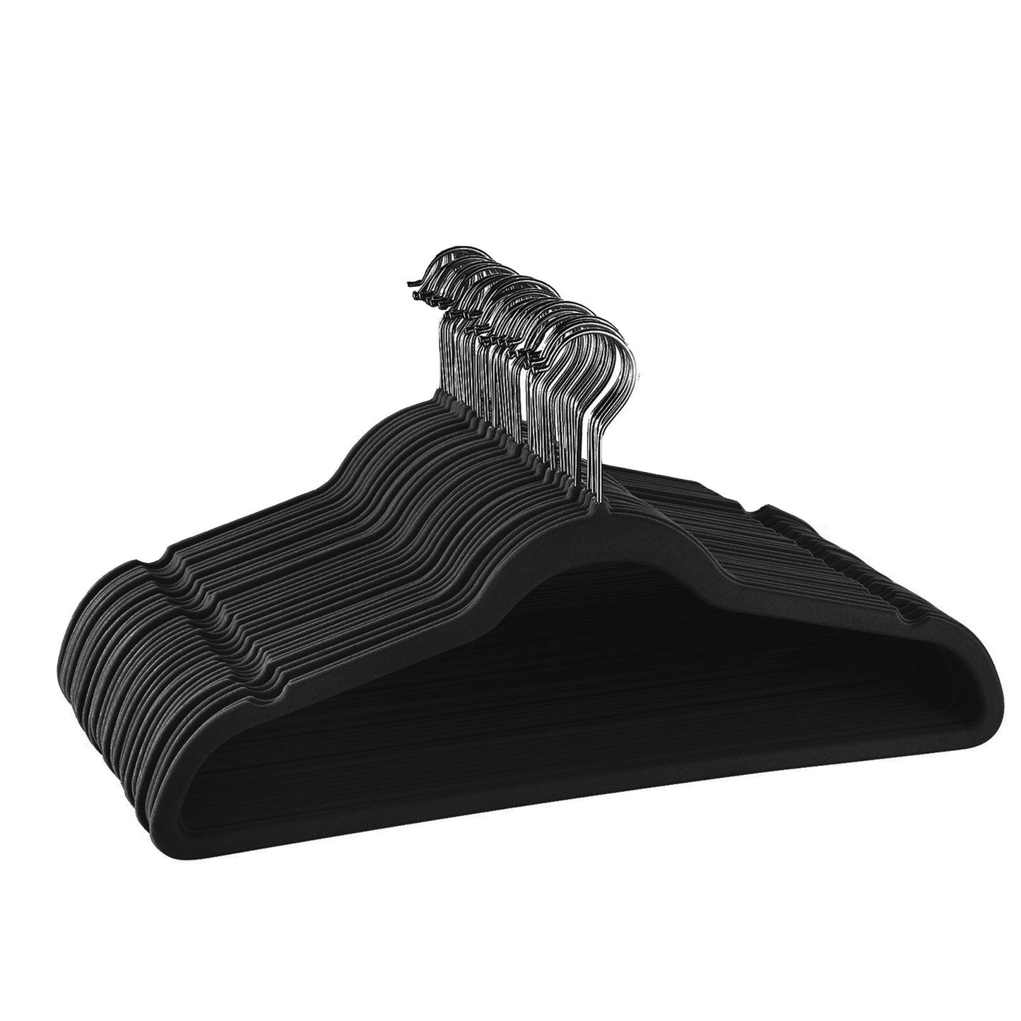 Elama Home 30 Piece Velvet Slim Profile Heavy Duty Felt Hangers with Stainless Steel Swivel Hooks in Black LuxuryLifeWay Online Store