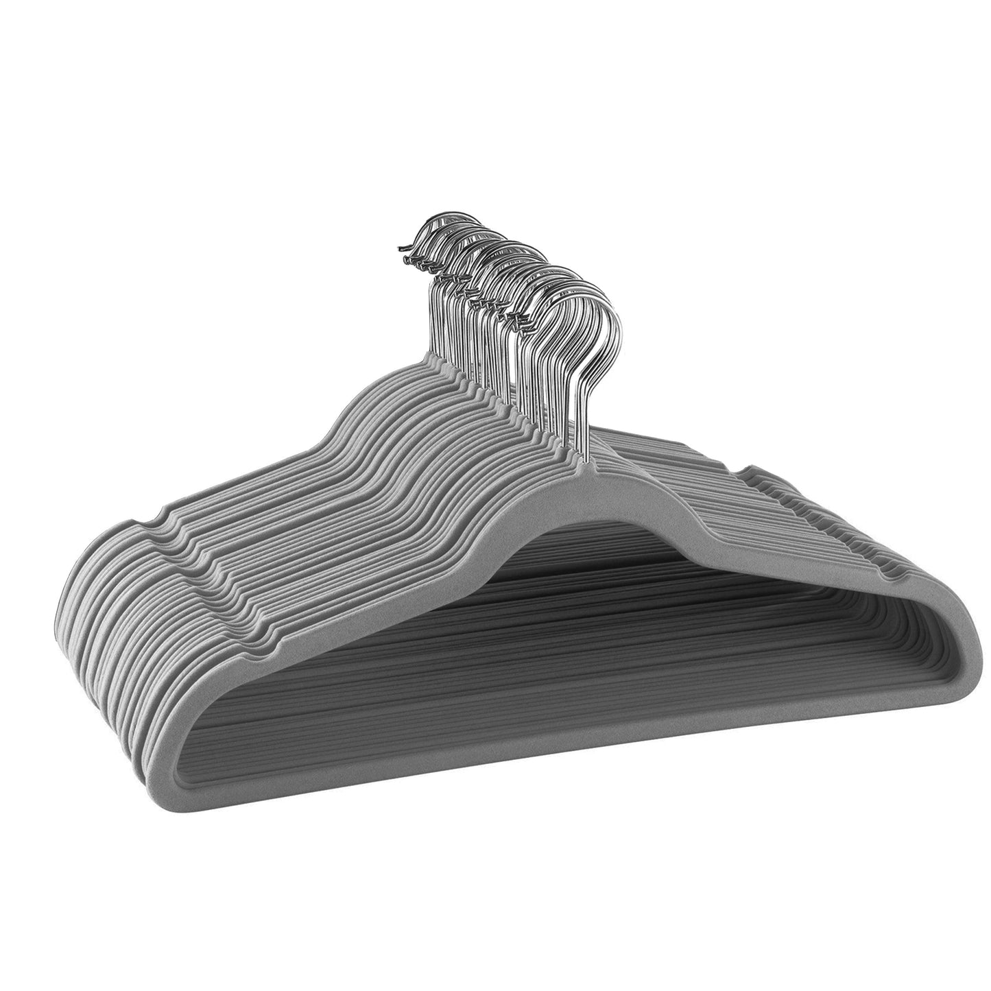 Elama Home 30 Piece Velvet Slim Profile Heavy Duty Felt Hangers with Stainless Steel Swivel Hooks in Gray LuxuryLifeWay Online Store