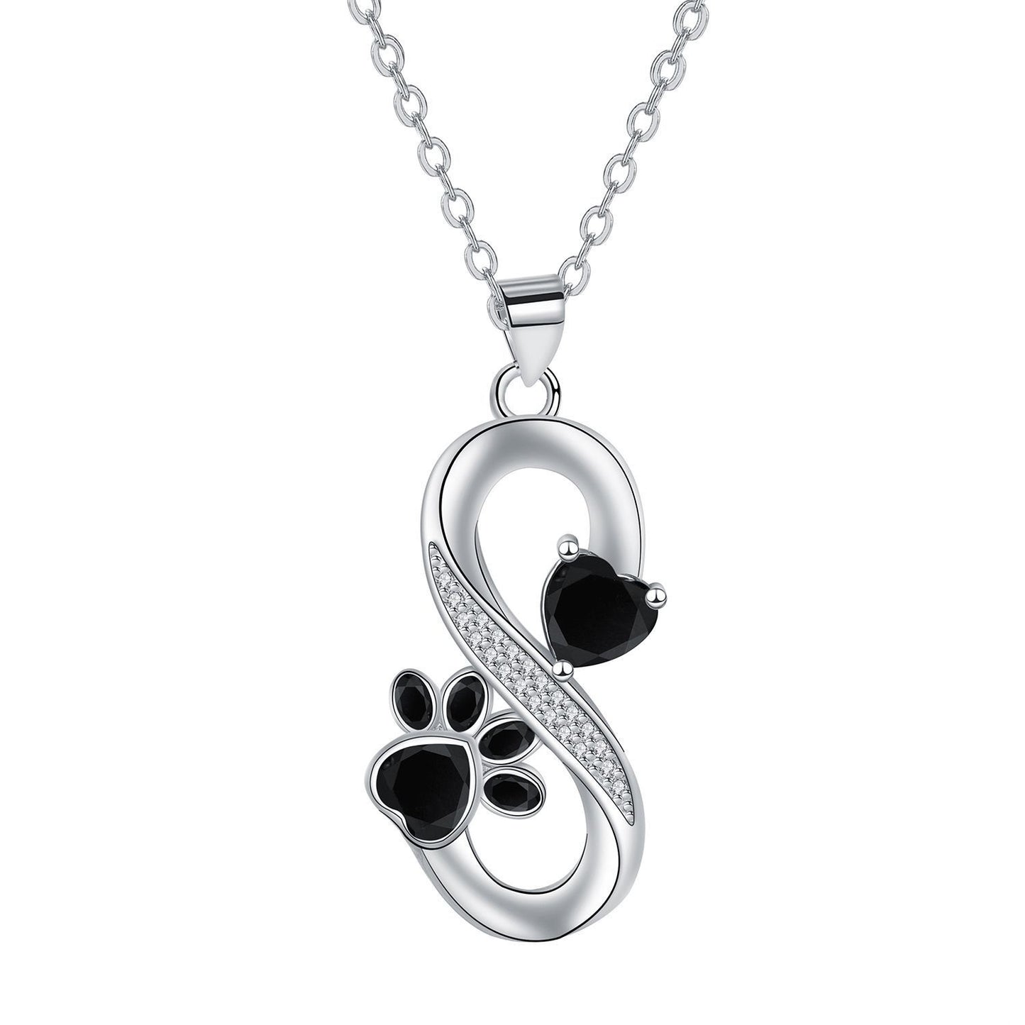 European And American Infinite Symbol Necklace Female With Hearts Paw Print Pendant Ornaments