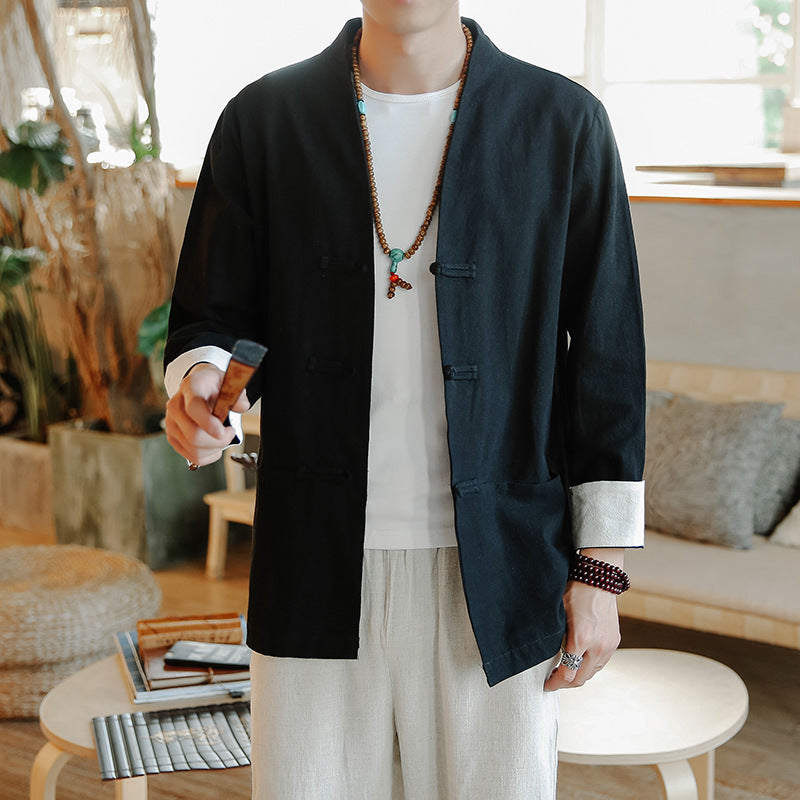 Men's Traditional Chinese Cotton Linen Tang Suit Jacket Pi-Mart