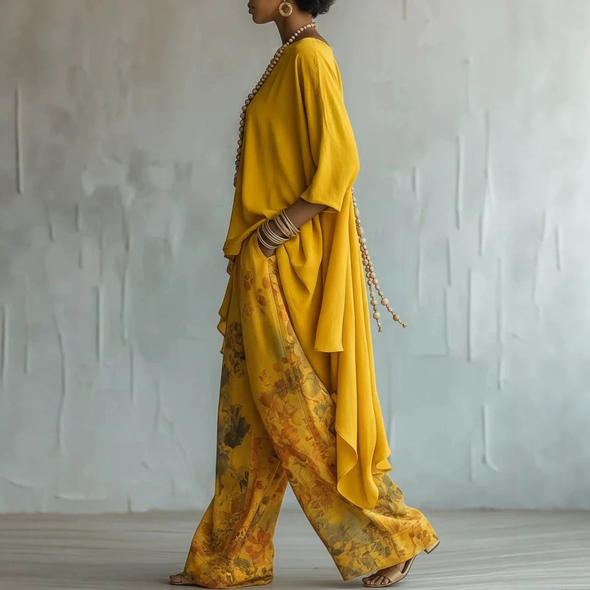 Cotton-Linen Fashion Solid-Color Top And Wide-Leg Pants Two-Piece Set NorixaFashion.com