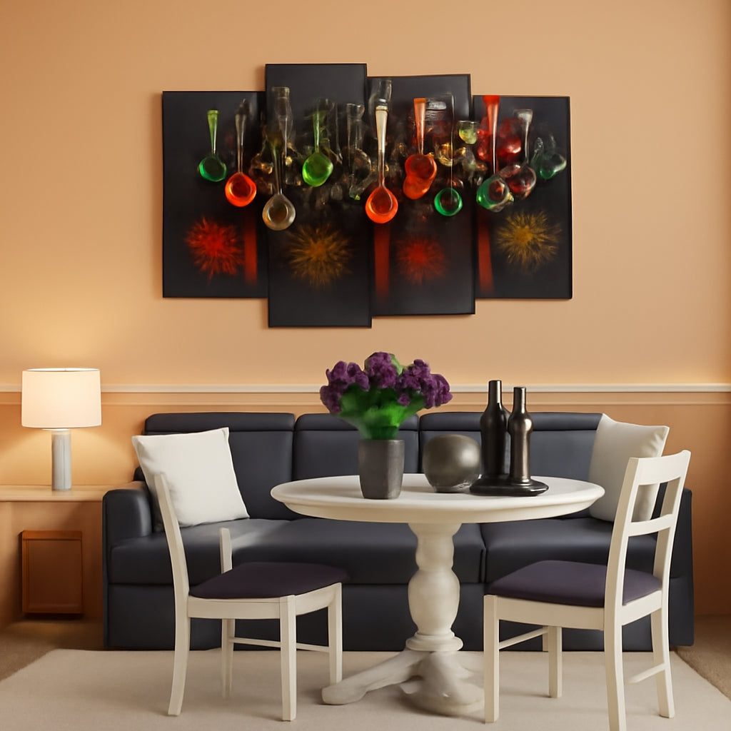 4 Piece Spice Spoon Canvas Art Set For Kitchen Wall Decor LuxuryLifeWay Online Store