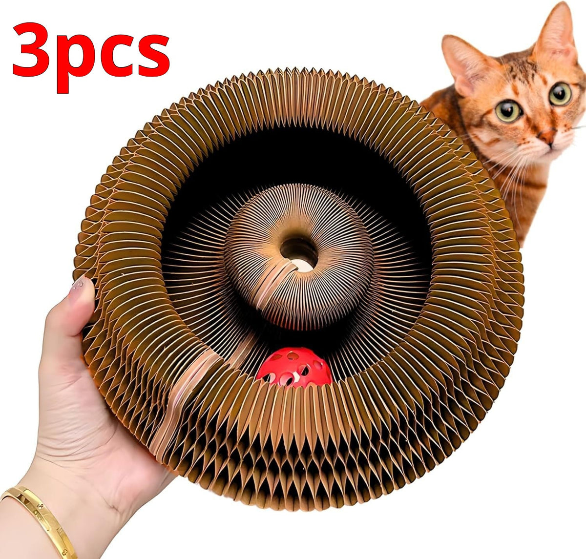 Cat Toy With Bells Accordion-style Scratching Post For Cats Pets Fashion
