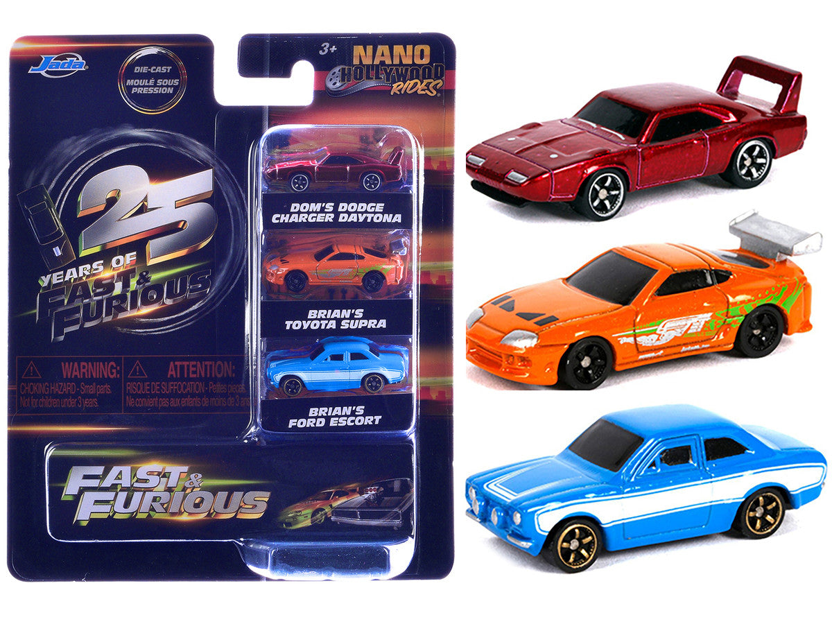 "Fast & Furious 25th Anniversary" 3 piece Set #2 "Nano Hollywood Rides" Diecast Model Cars by Jada LuxuryLifeWay Online Store