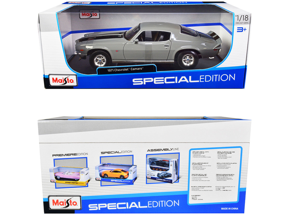 1971 Chevrolet Camaro Gray with Black Stripes "Special Edition" 1/18 Diecast Model Car by Maisto LuxuryLifeWay Online Store