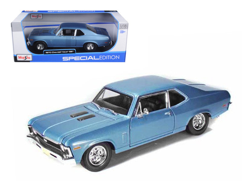 1970 Chevrolet Nova SS Coupe Blue Metallic 1/18 Diecast Model Car by Maisto LuxuryLifeWay Online Store