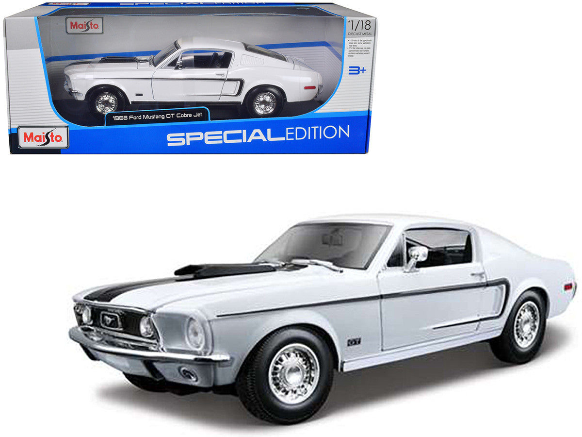 1968 Ford Mustang CJ Cobra Jet White 1/18 Diecast Model Car by Maisto LuxuryLifeWay Online Store