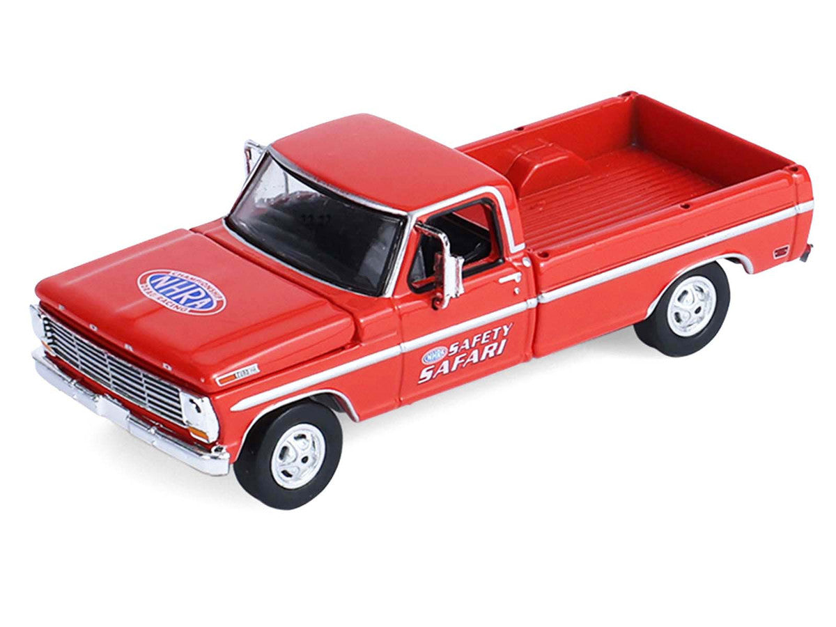 1969 Ford F-250 Pickup Truck Red and 1969 Chevrolet Camaro Z28 "Dan Fletcher" Orange with White Hood "NHRA Safety Team" with Enclosed Car Trailer "Racing Hitch & Tow" Series 6 1/64 Diecast Model Cars by Greenlight LuxuryLifeWay Online Store