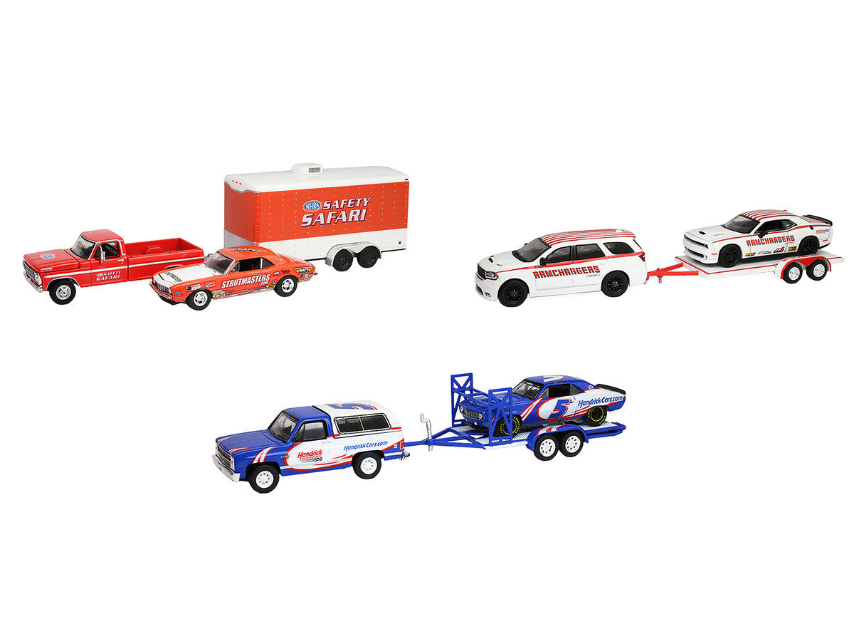 "Racing Hitch & Tow" Series #6 Set of 3 pieces 1/64 Diecast Model Cars by Greenlight LuxuryLifeWay Online Store