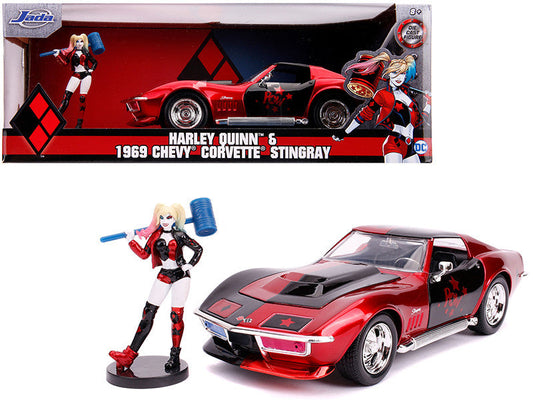 1969 Chevrolet Corvette Stingray with Harley Quinn Diecast Figurine "DC Comics" Series 1/24 Diecast Model Car by Jada LuxuryLifeWay Online Store